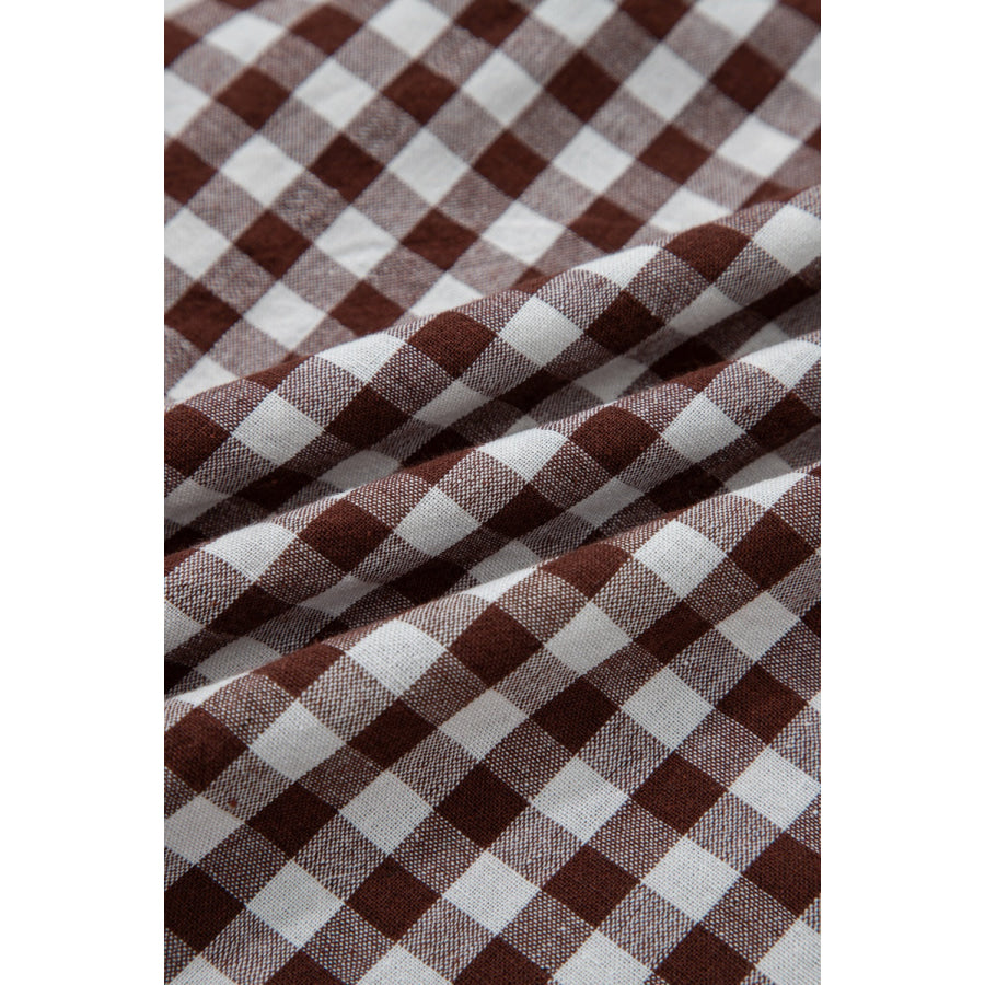 Gingham Zip-Front Midi Dress Apparel and Accessories