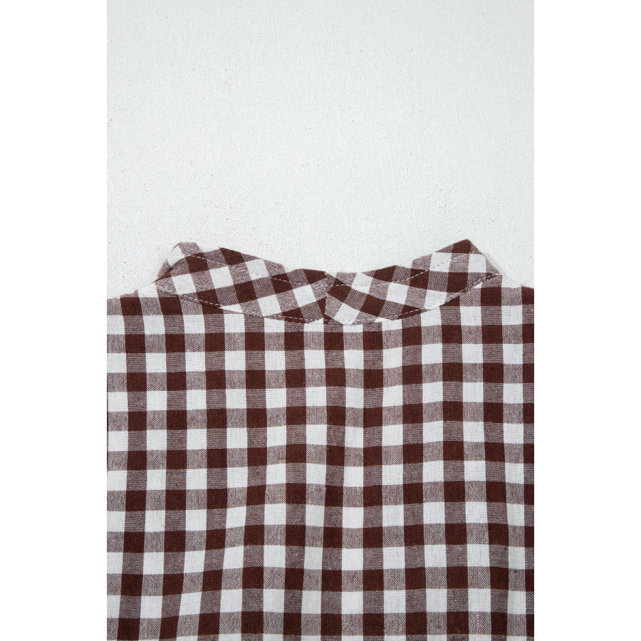 Gingham Zip-Front Midi Dress Apparel and Accessories