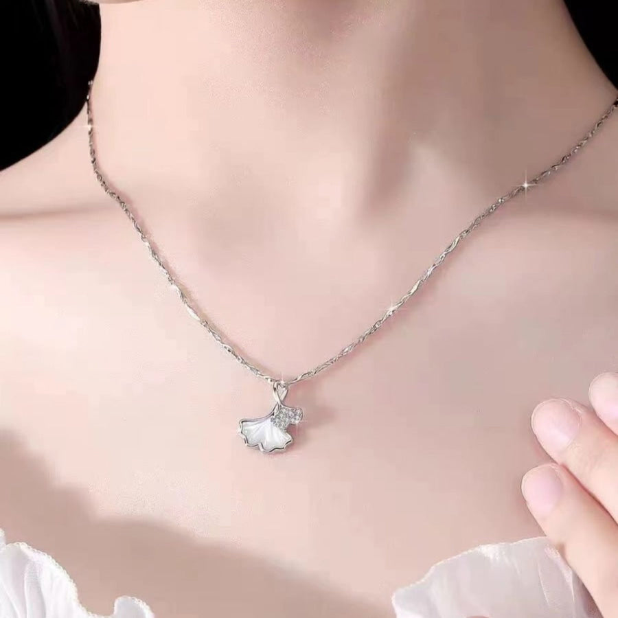 Ginkgo Leaf Pendant Necklace Silver / One Size Apparel and Accessories
