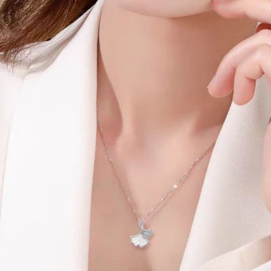 Ginkgo Leaf Pendant Necklace Silver / One Size Apparel and Accessories
