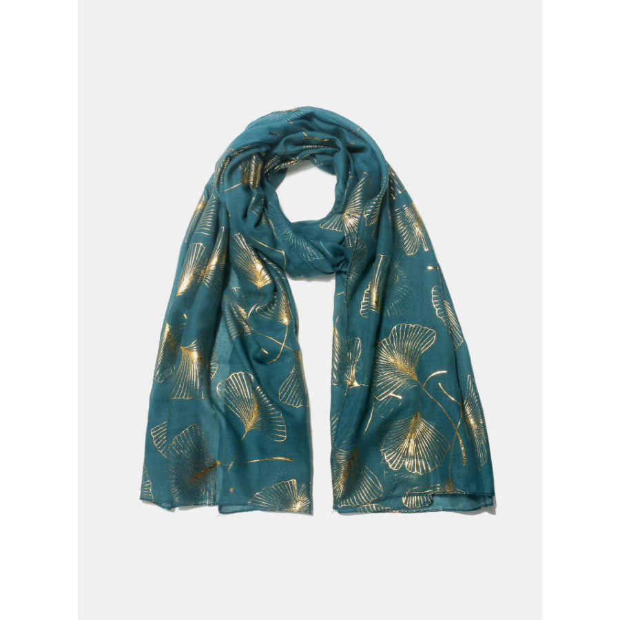 Ginkgo Leaf Polyester Scarf Green / One Size Apparel and Accessories