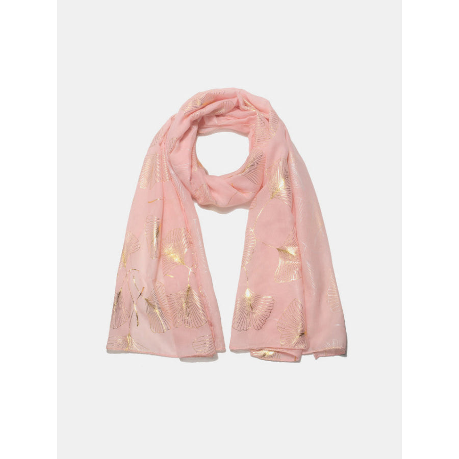 Ginkgo Leaf Polyester Scarf Pink / One Size Apparel and Accessories