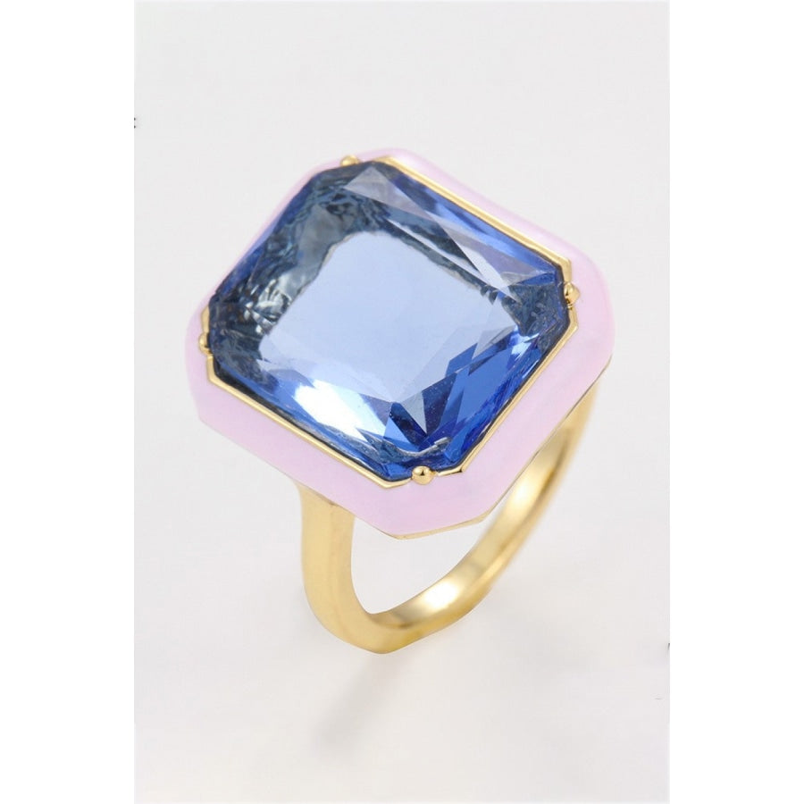 Glass Stone Contrast Ring Cobalt Blue / One Size