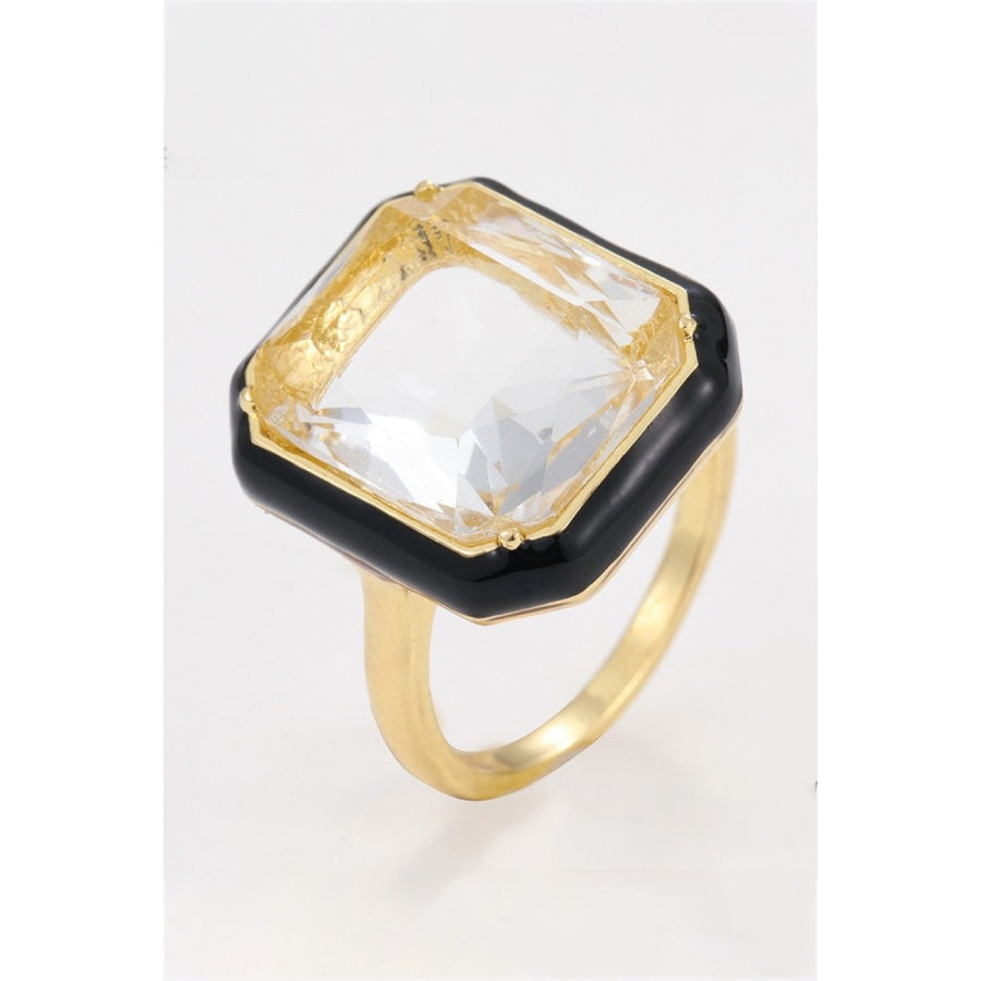 Glass Stone Contrast Ring White / One Size