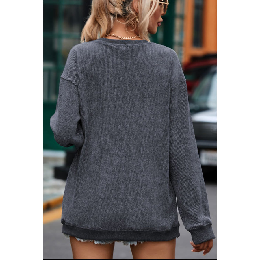 Glitter Ghost Round Neck Long Sleeve Sweatshirt Apparel and Accessories