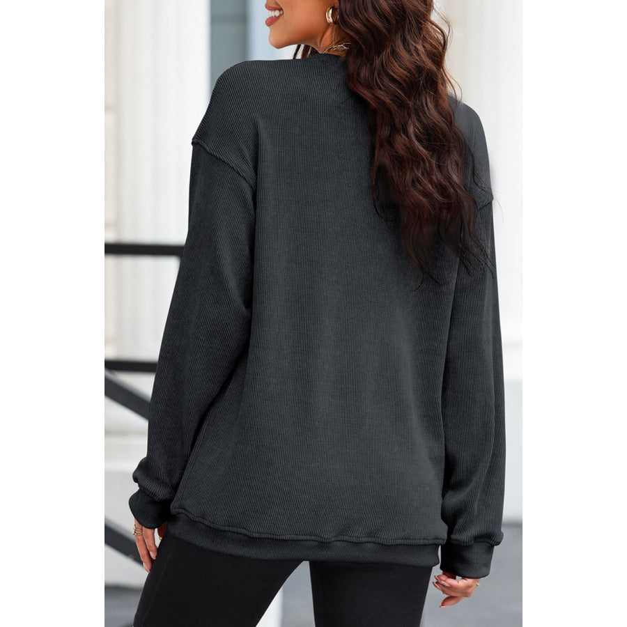 Glitter Ghost Round Neck Long Sleeve Sweatshirt Apparel and Accessories