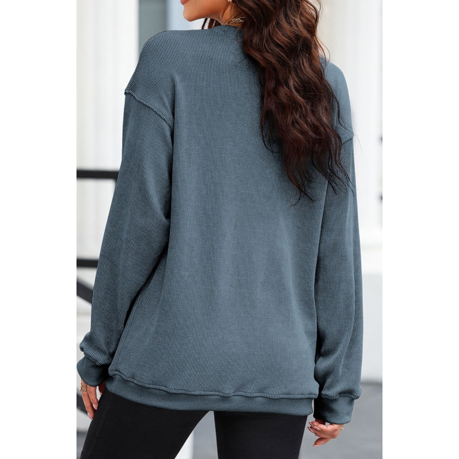 Glitter Ghost Round Neck Long Sleeve Sweatshirt Apparel and Accessories