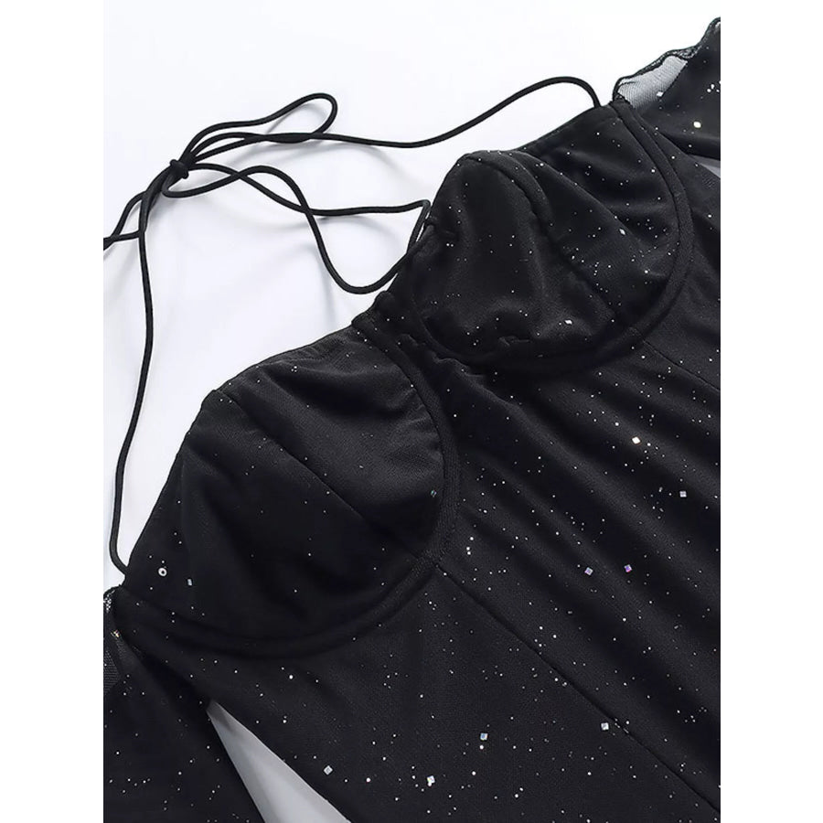 Glitter Mini Dress with Sleeves Apparel and Accessories