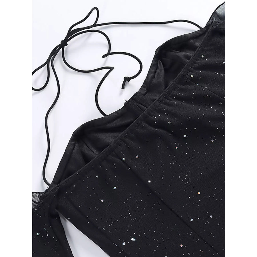 Glitter Mini Dress with Sleeves Apparel and Accessories