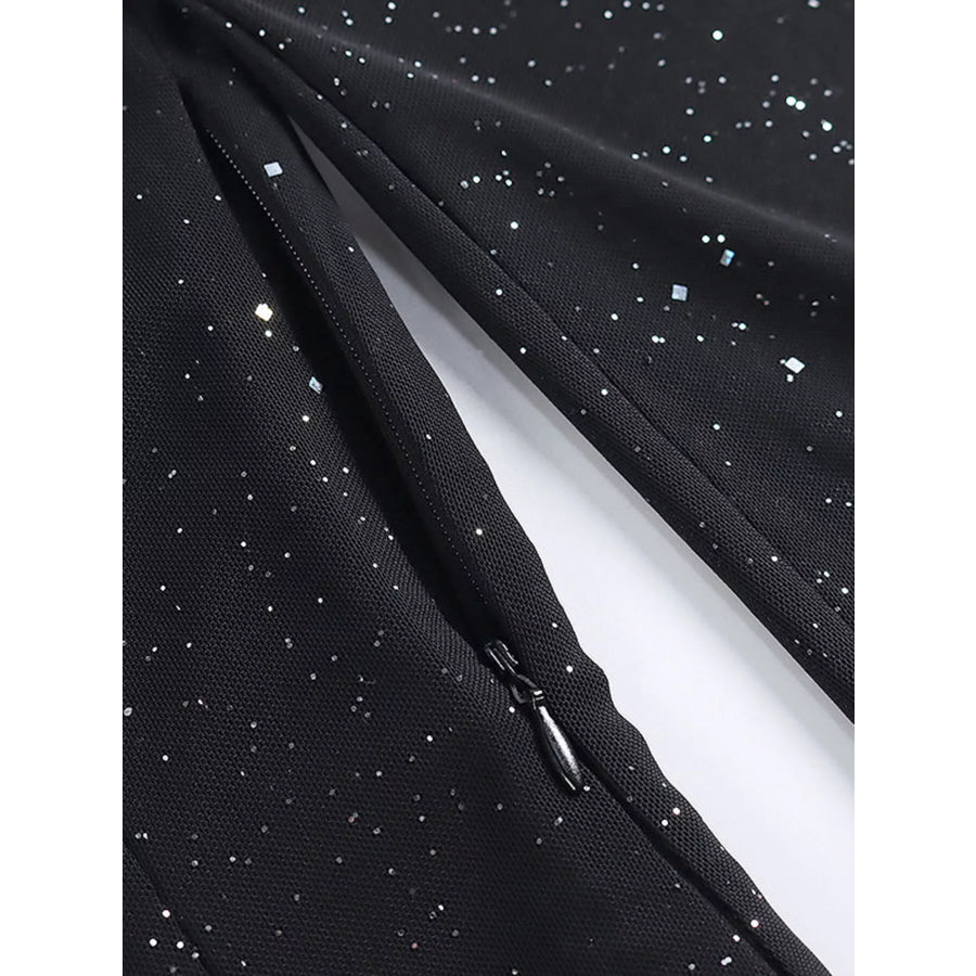 Glitter Mini Dress with Sleeves Apparel and Accessories