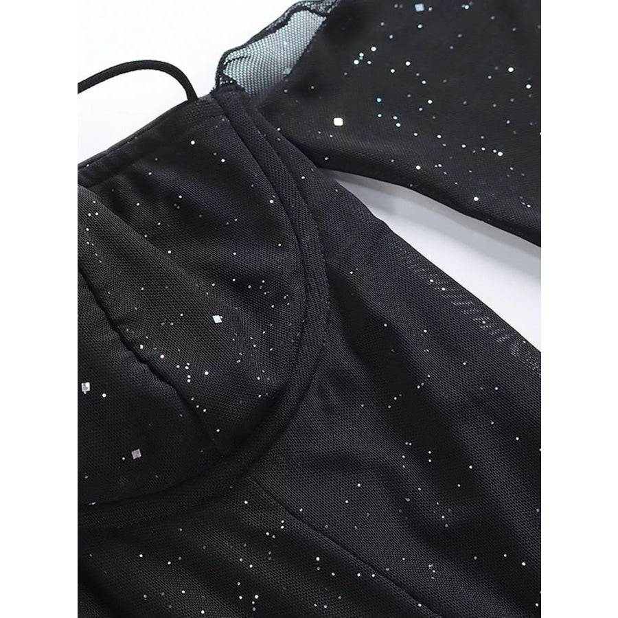 Glitter Mini Dress with Sleeves Apparel and Accessories