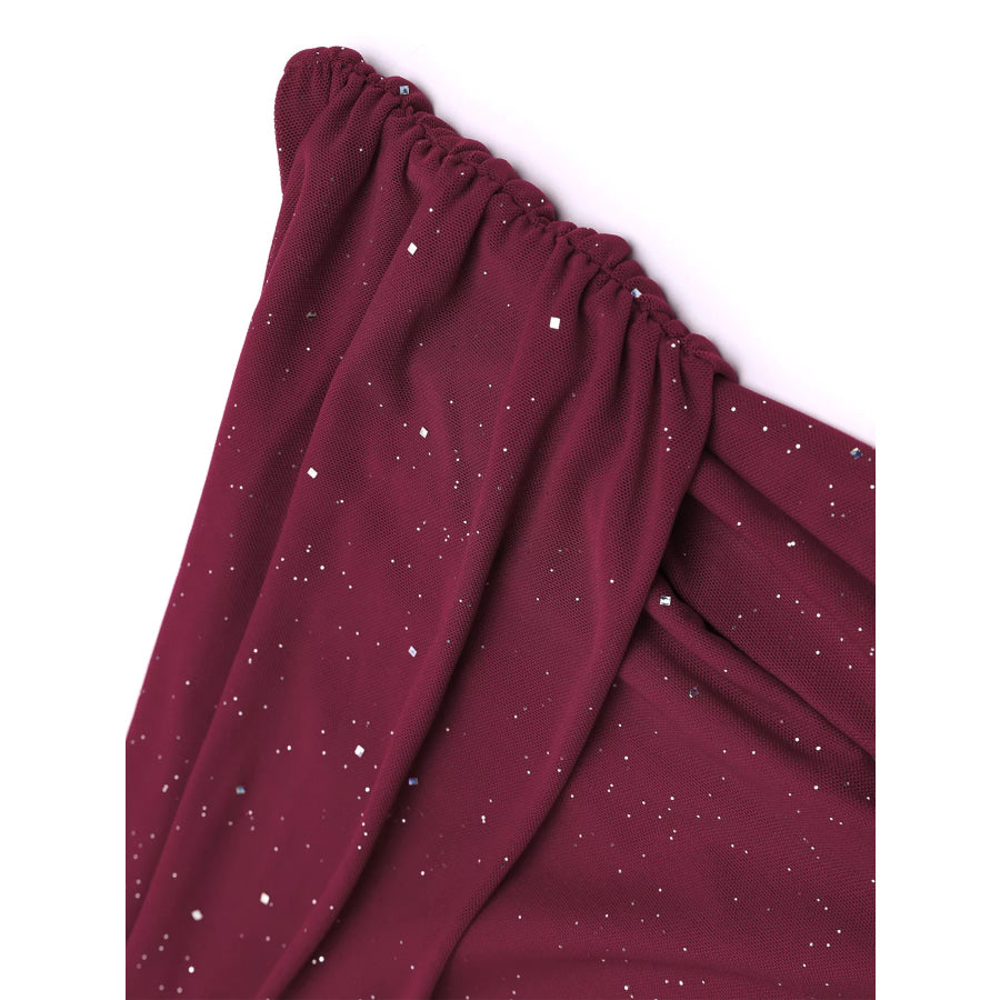 Glitter Off-Shoulder Maxi Dress Apparel and Accessories