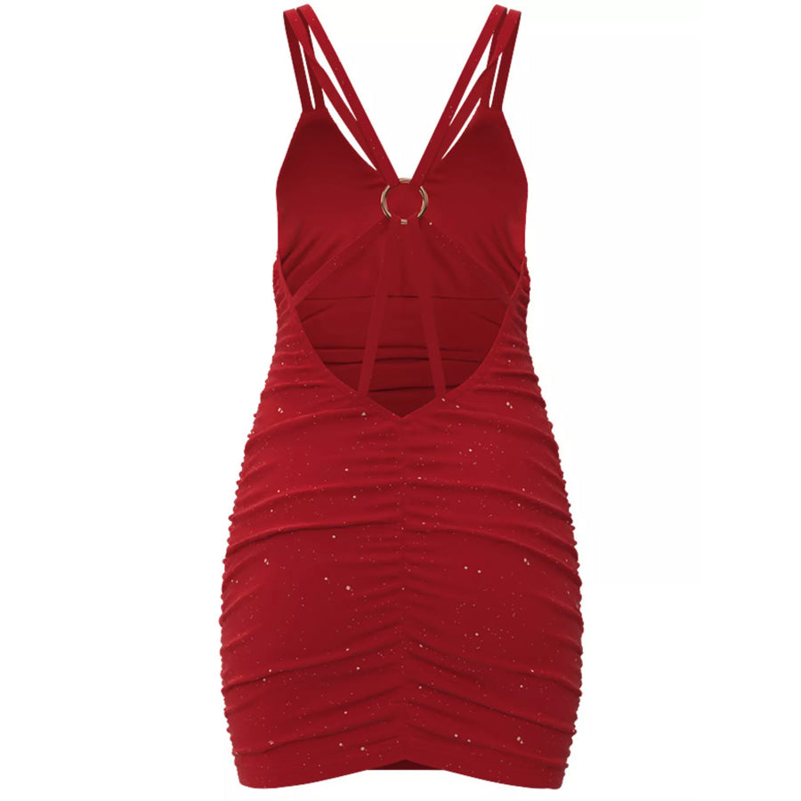 Glitter Ruched Bodycon Mini Dress Apparel and Accessories