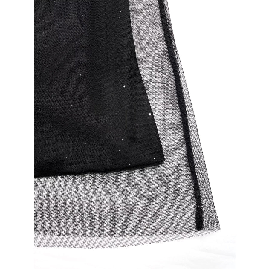 Glitter Sleeveless Tulle Midi Dress Apparel and Accessories