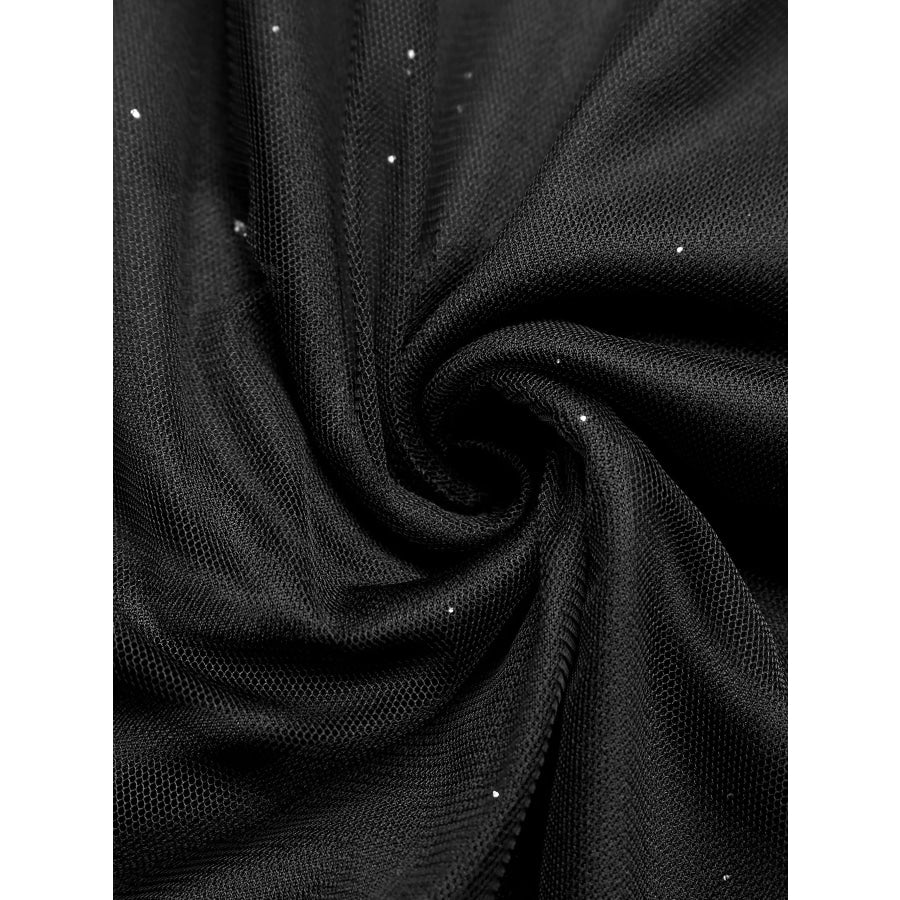 Glitter Sleeveless Tulle Midi Dress Apparel and Accessories