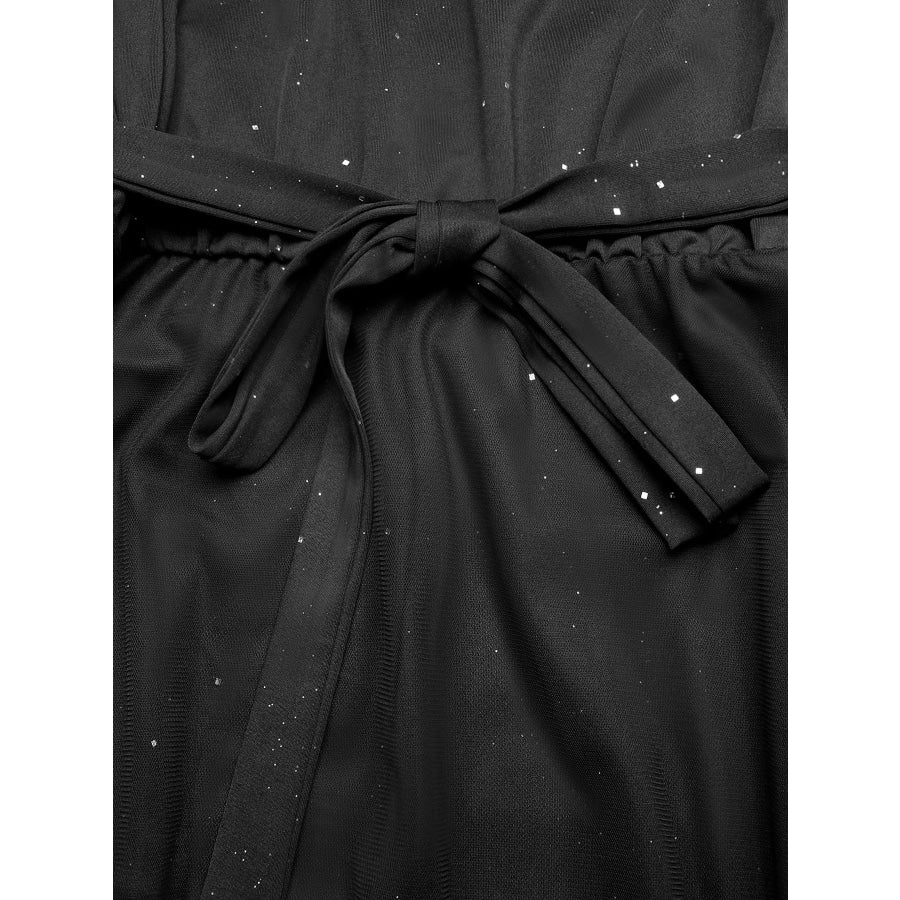 Glitter Sleeveless Tulle Midi Dress Apparel and Accessories