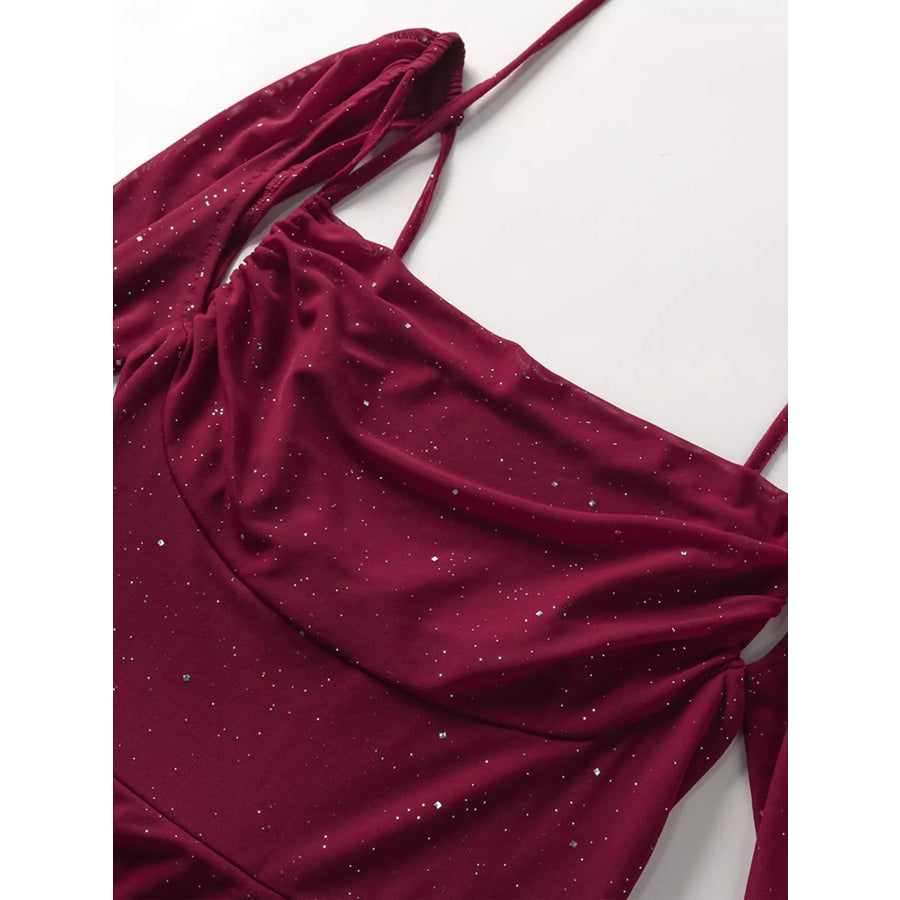 Glitter Slit Maxi Dress Apparel and Accessories