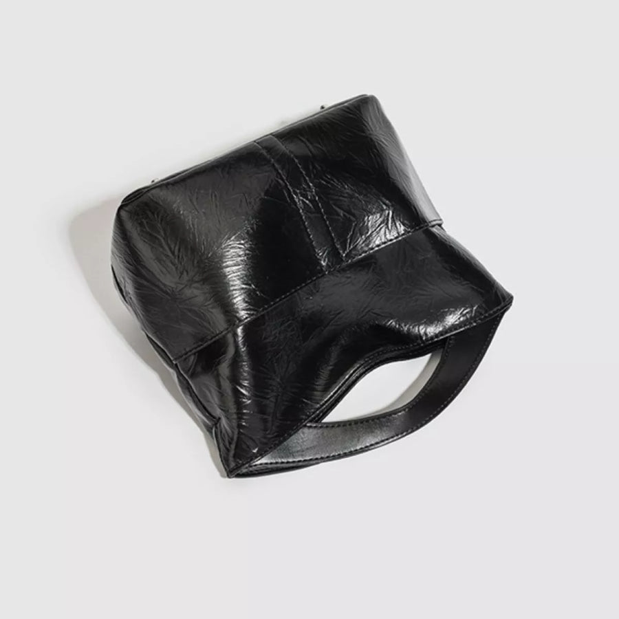 Glossy Patent Leather Minimalist Tote Handbag Black / onesize Apparel and Accessories