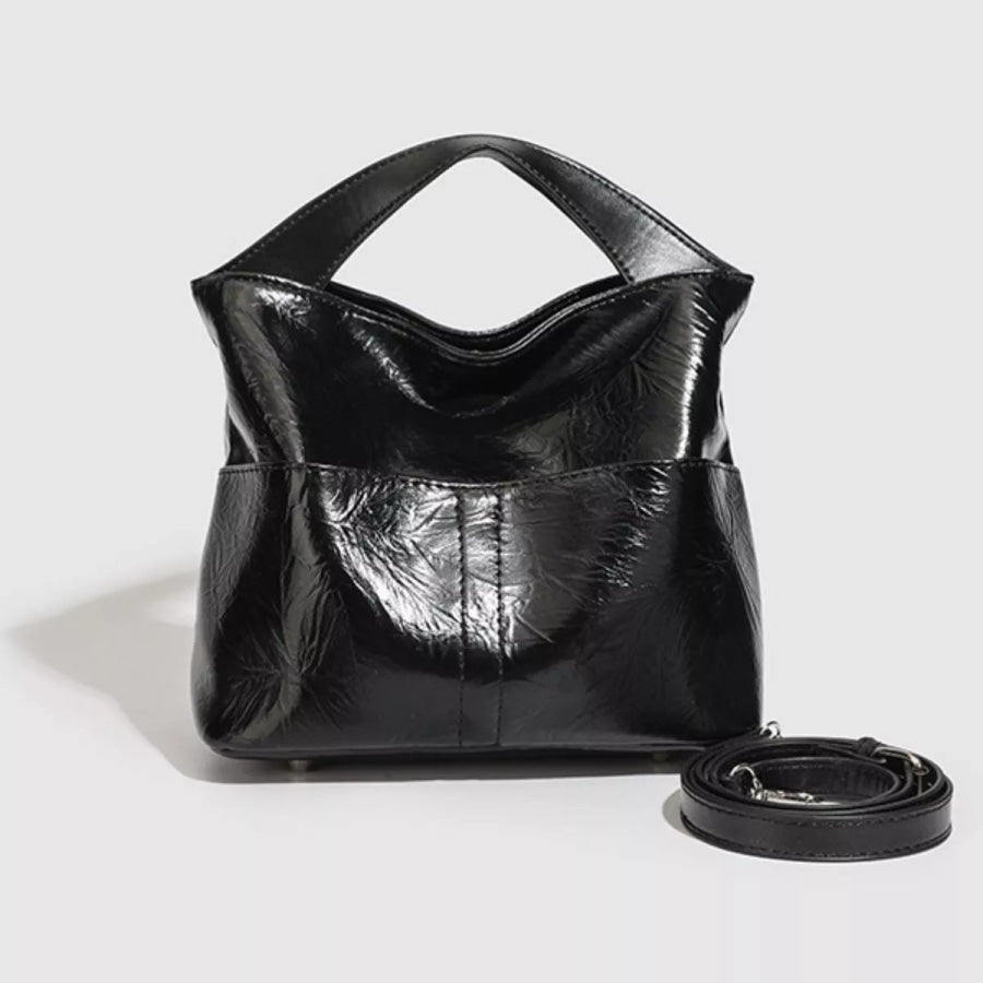 Glossy Patent Leather Minimalist Tote Handbag Black / onesize Apparel and Accessories