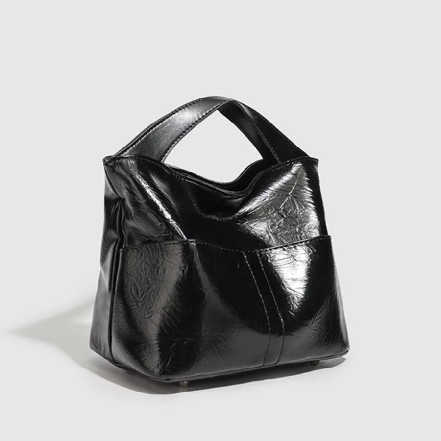 Glossy Patent Leather Minimalist Tote Handbag Black / onesize Apparel and Accessories