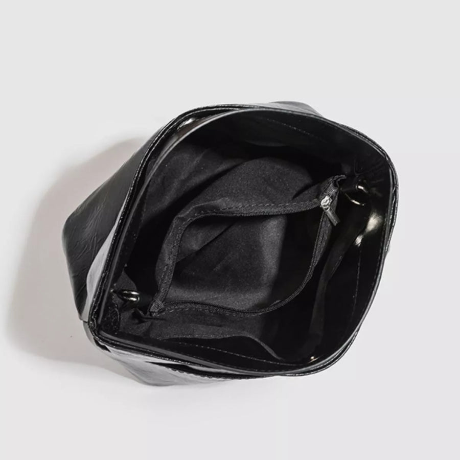 Glossy Patent Leather Minimalist Tote Handbag Black / onesize Apparel and Accessories