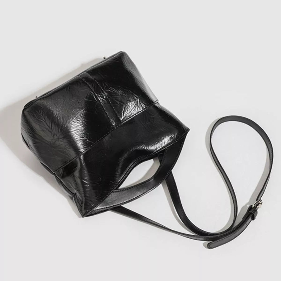 Glossy Patent Leather Minimalist Tote Handbag Black / onesize Apparel and Accessories