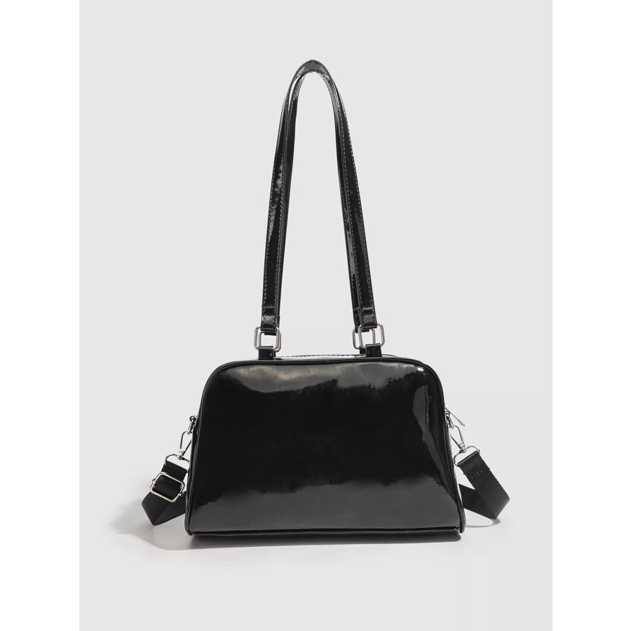 Glossy Patent Leather Multi-Pocket Shoulder Bag Black / onesize Apparel and Accessories