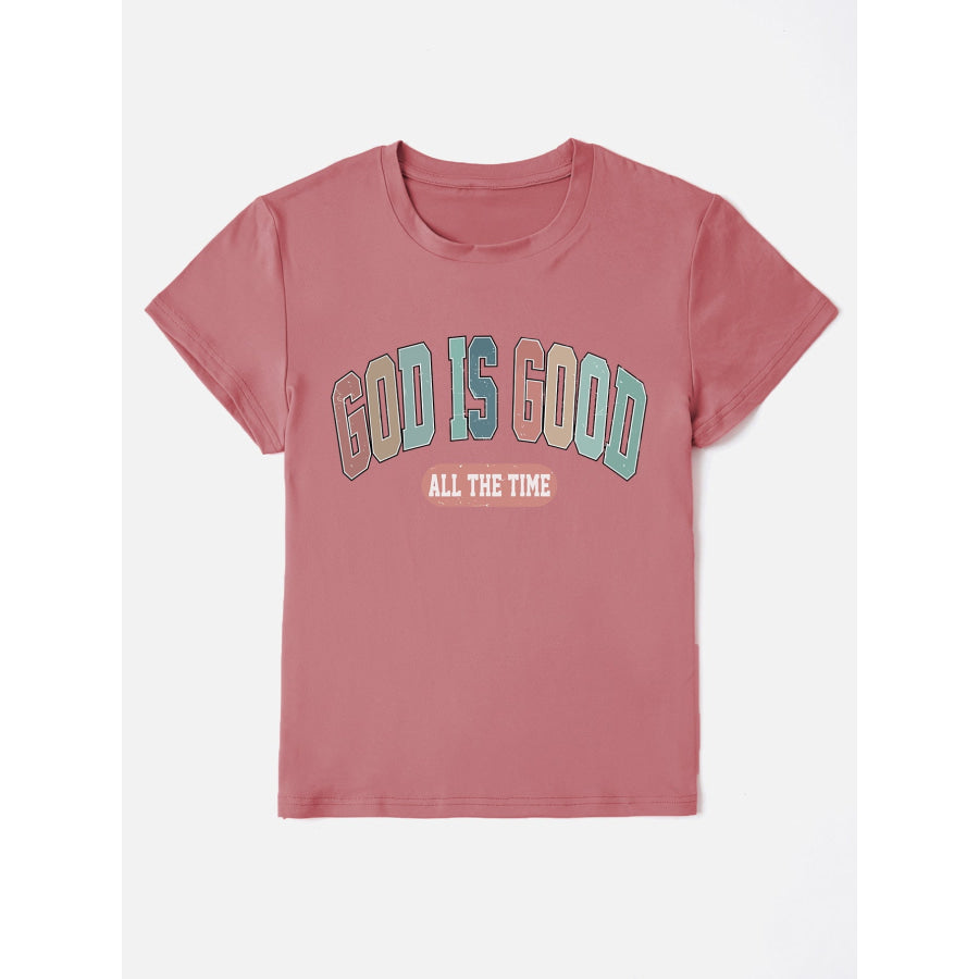 GOD IS GOOD ALL THE TIME Round Neck T - Shirt Light Mauve / S Apparel and Accessories