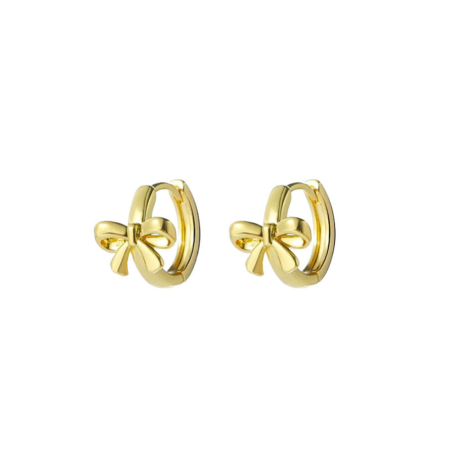 Gold Bow Huggie Hoop Earrings - ETA 2/12 WS 630 Jewelry