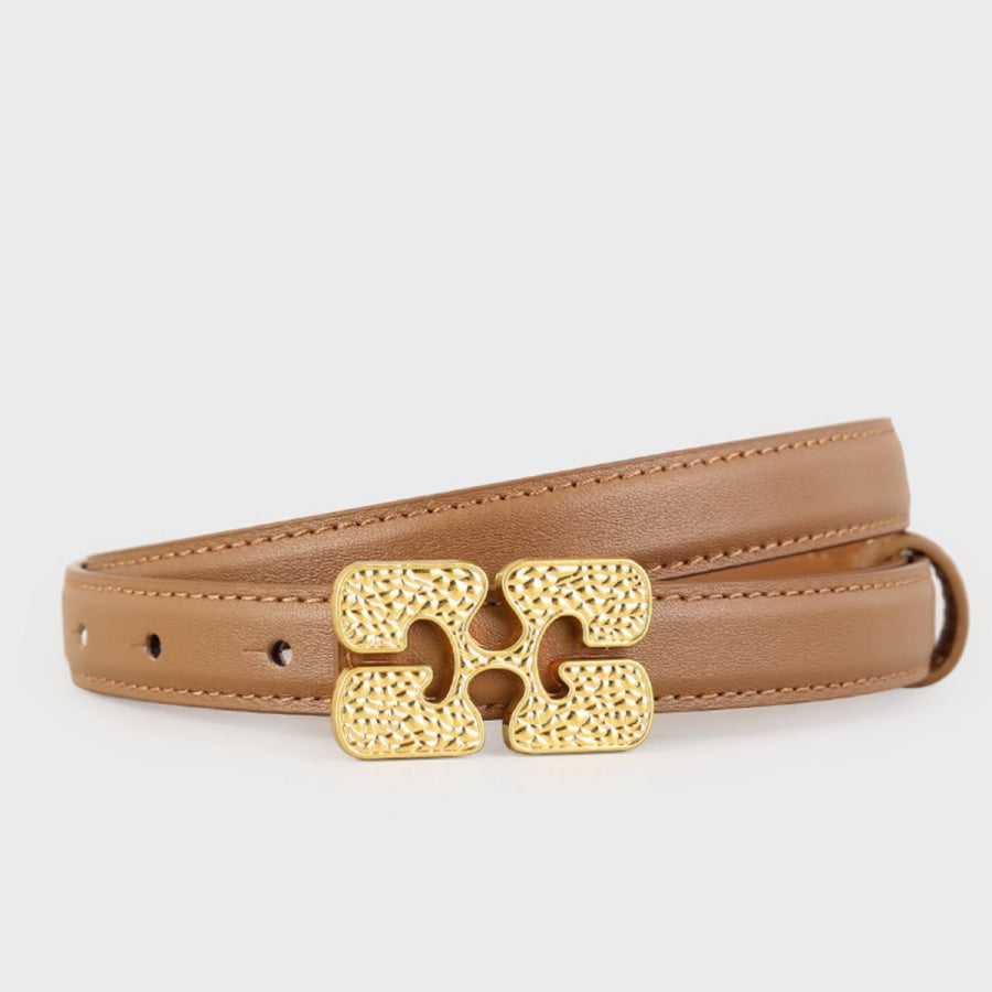 Gold Buckle Leather Belt Apparel and Accessories