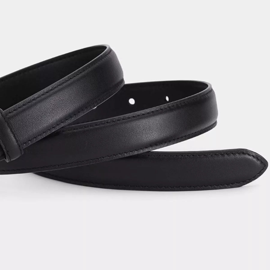 Gold Buckle Leather Belt Black / One Size Apparel and Accessories