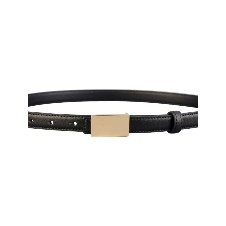 Gold Buckle Skinny Belt Black / One Size Apparel and Accessories