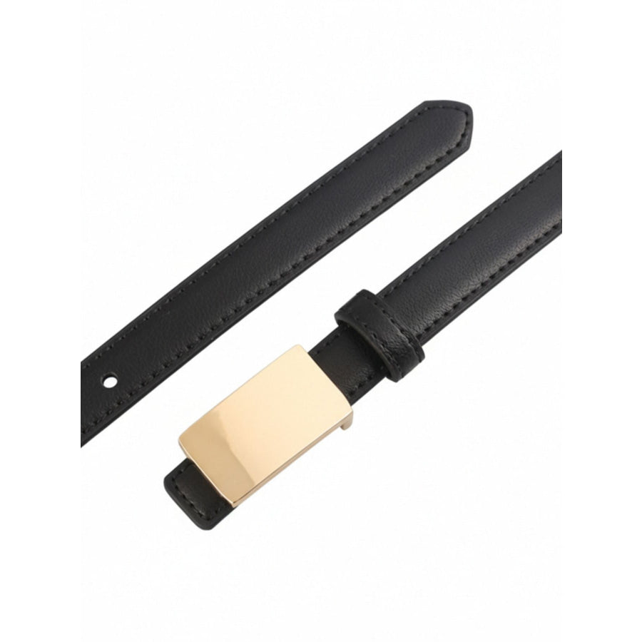 Gold Buckle Skinny Belt Black / One Size Apparel and Accessories