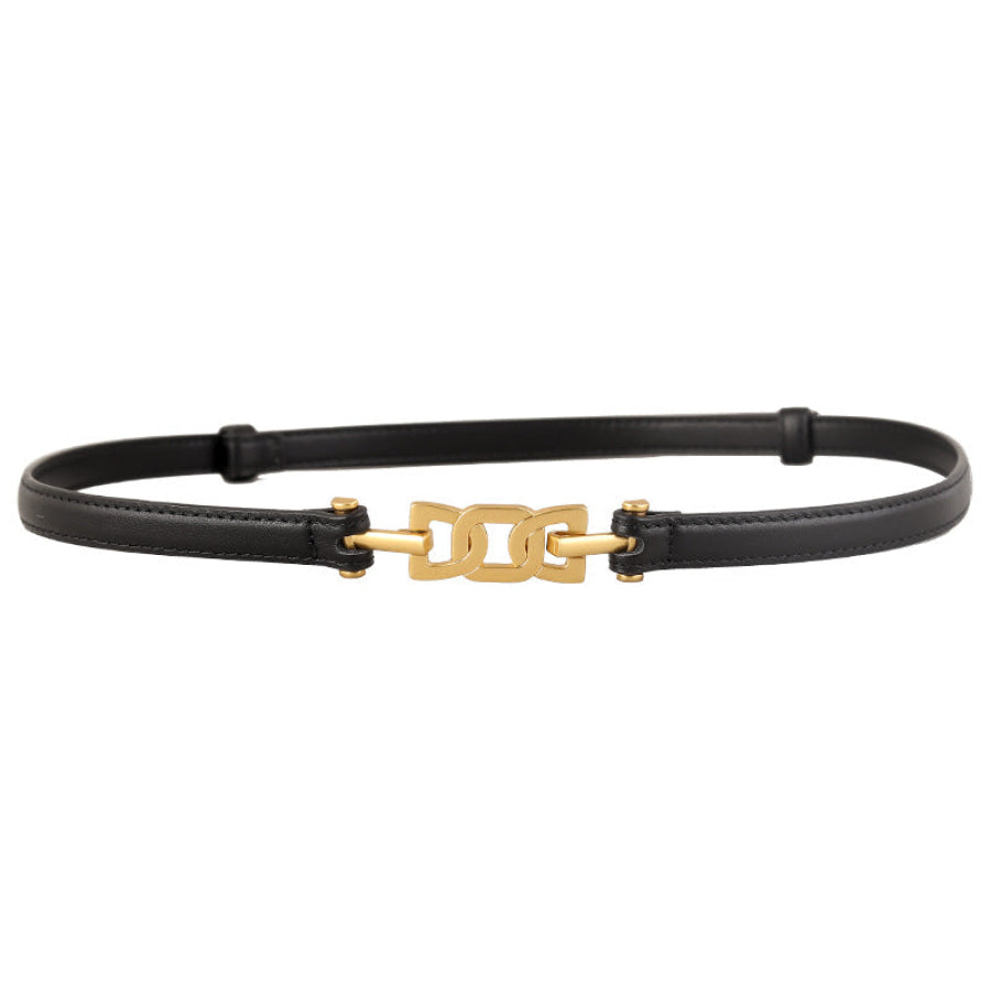 Gold Buckle Skinny Leather Belt Apparel and Accessories
