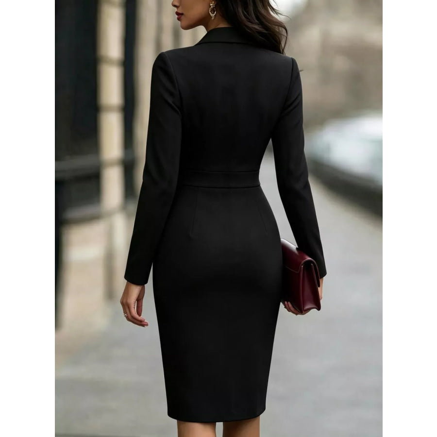 Gold Button Surplice Blazer Dress Apparel and Accessories
