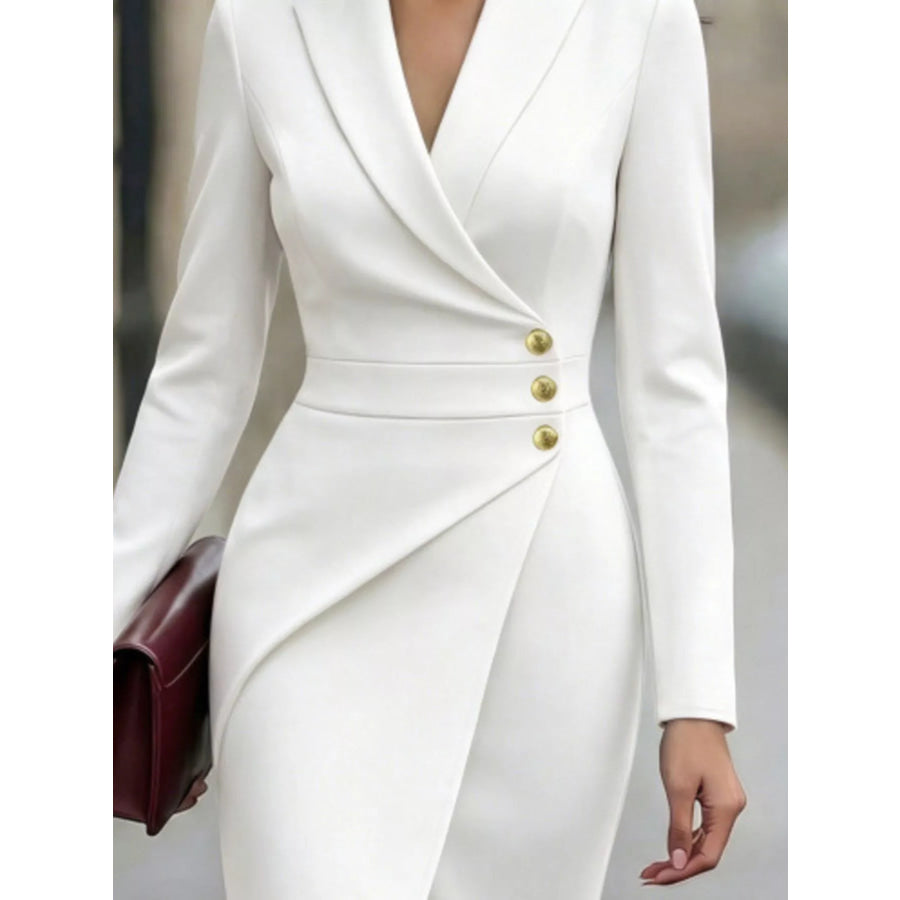 Gold Button Surplice Blazer Dress Apparel and Accessories