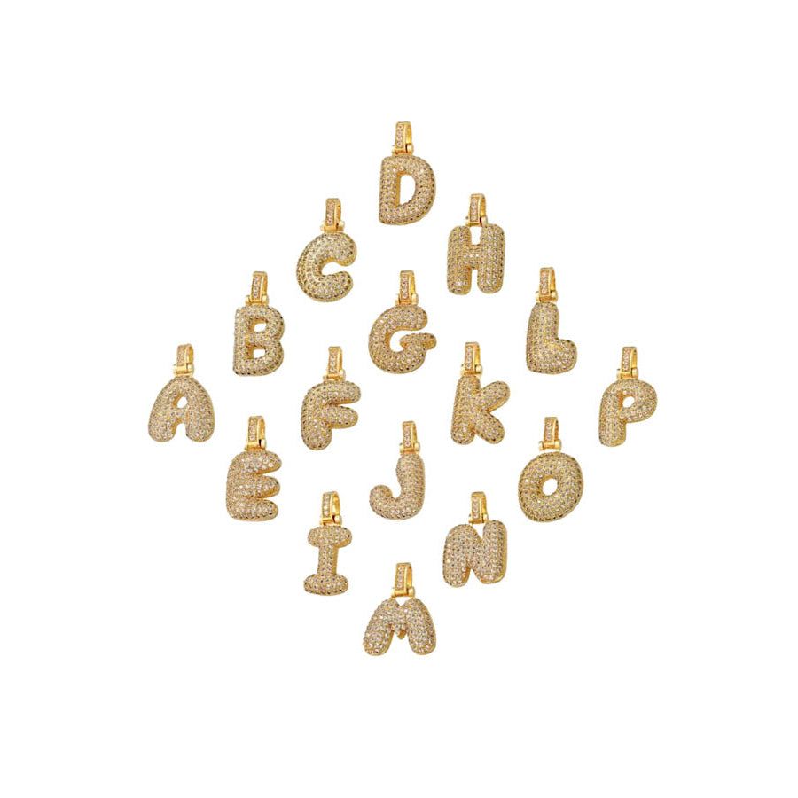 Gold CZ Bubble Initial Charm B WS 630 Jewelry