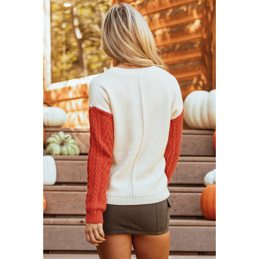 Gold Flame Colorblock Patched Pocket Drop Shoulder Sweater Sale (50% OFF)/Sale OFF)