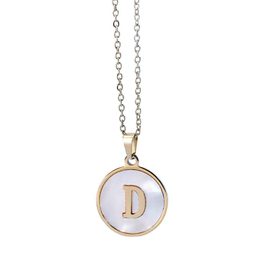 Gold Pearl Initial Necklace D - ETA 3/15 WS 630 Jewelry