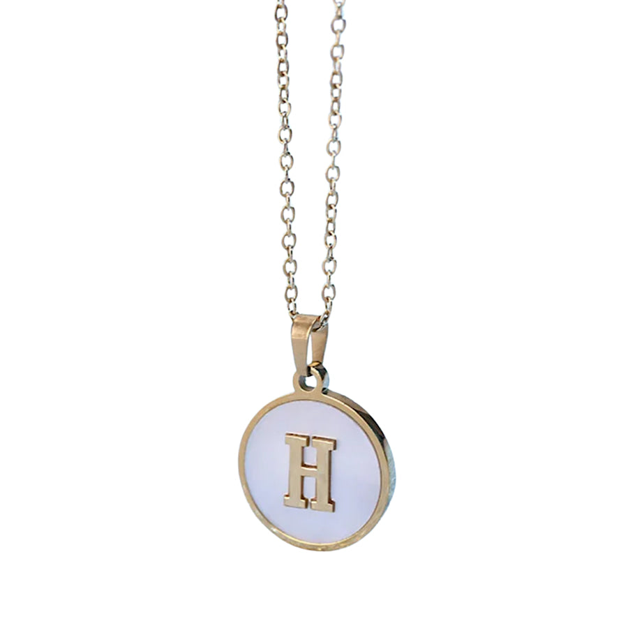 Gold Pearl Initial Necklace H - ETA 3/15 WS 630 Jewelry