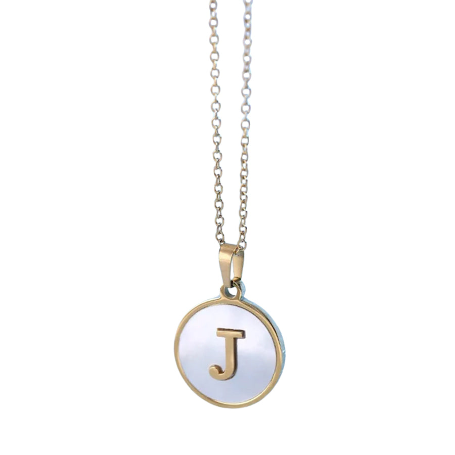 Gold Pearl Initial Necklace J - ETA 3/15 WS 630 Jewelry