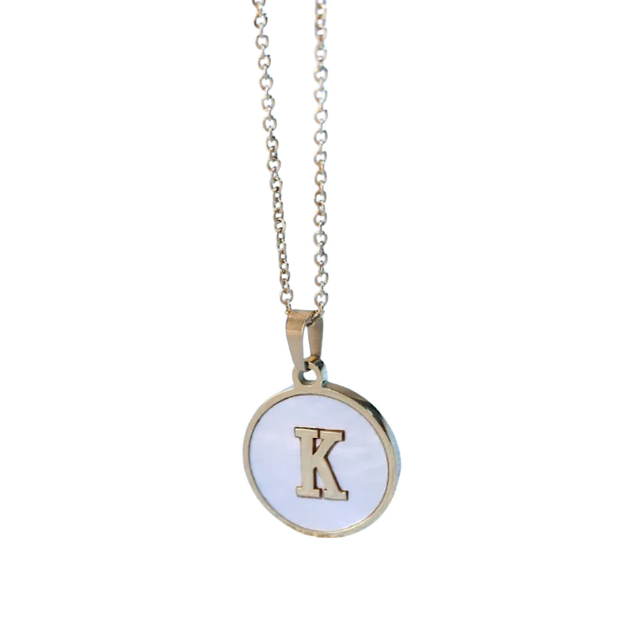 Gold Pearl Initial Necklace K - ETA 3/15 WS 630 Jewelry