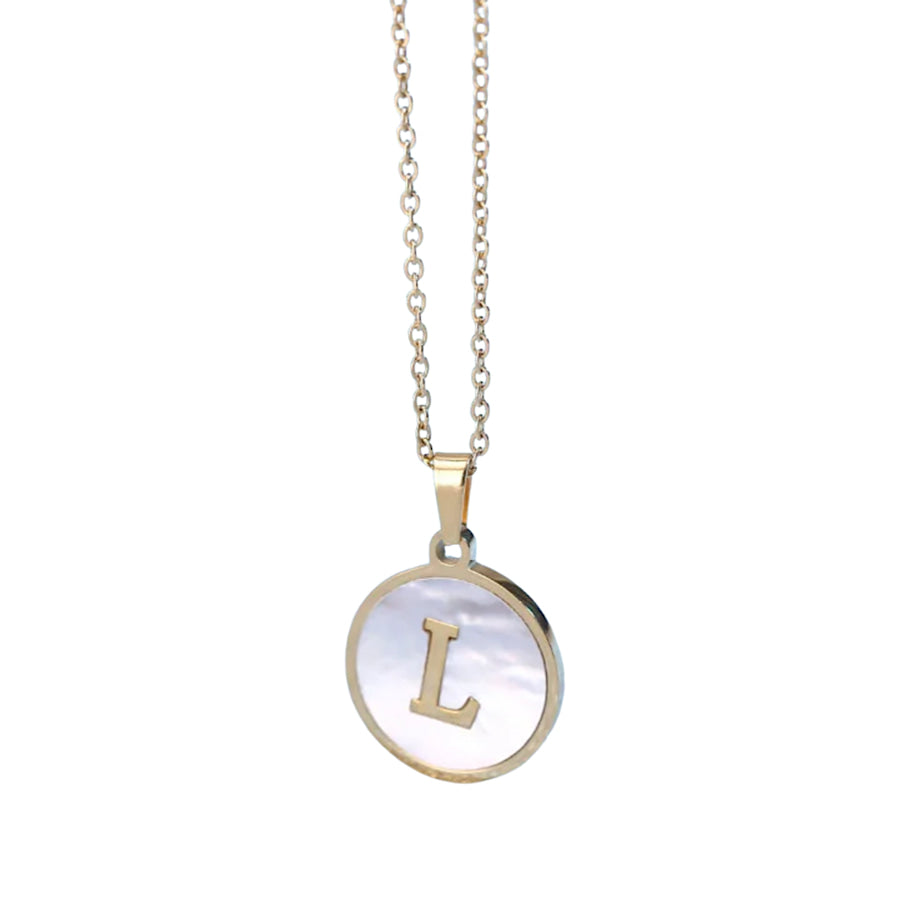 Gold Pearl Initial Necklace L - ETA 3/15 WS 630 Jewelry