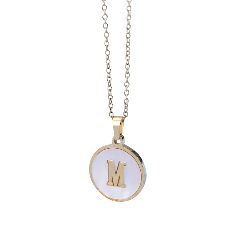 Gold Pearl Initial Necklace M - ETA 3/15 WS 630 Jewelry