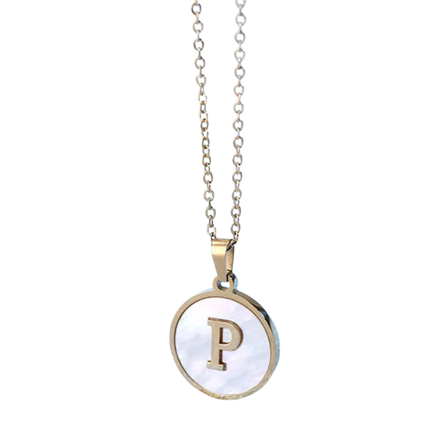 Gold Pearl Initial Necklace P - ETA 3/15 WS 630 Jewelry