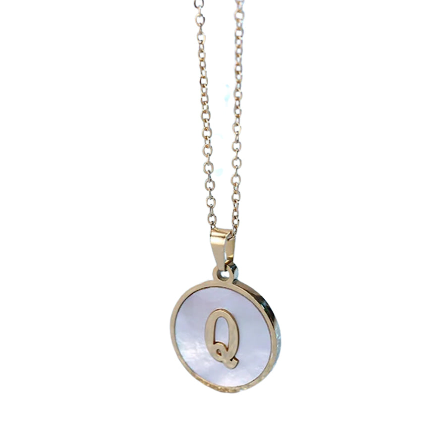 Gold Pearl Initial Necklace Q - ETA 3/15 WS 630 Jewelry
