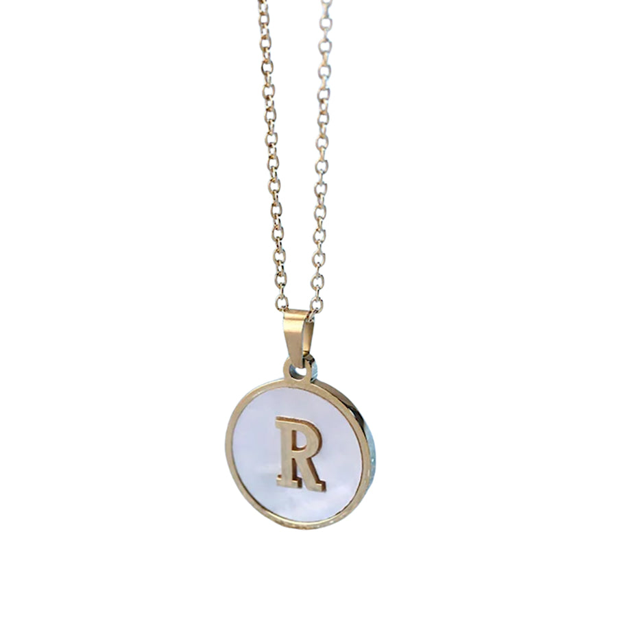 Gold Pearl Initial Necklace R - ETA 3/15 WS 630 Jewelry