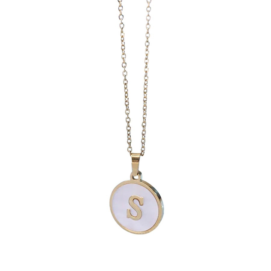 Gold Pearl Initial Necklace S - ETA 3/15 WS 630 Jewelry