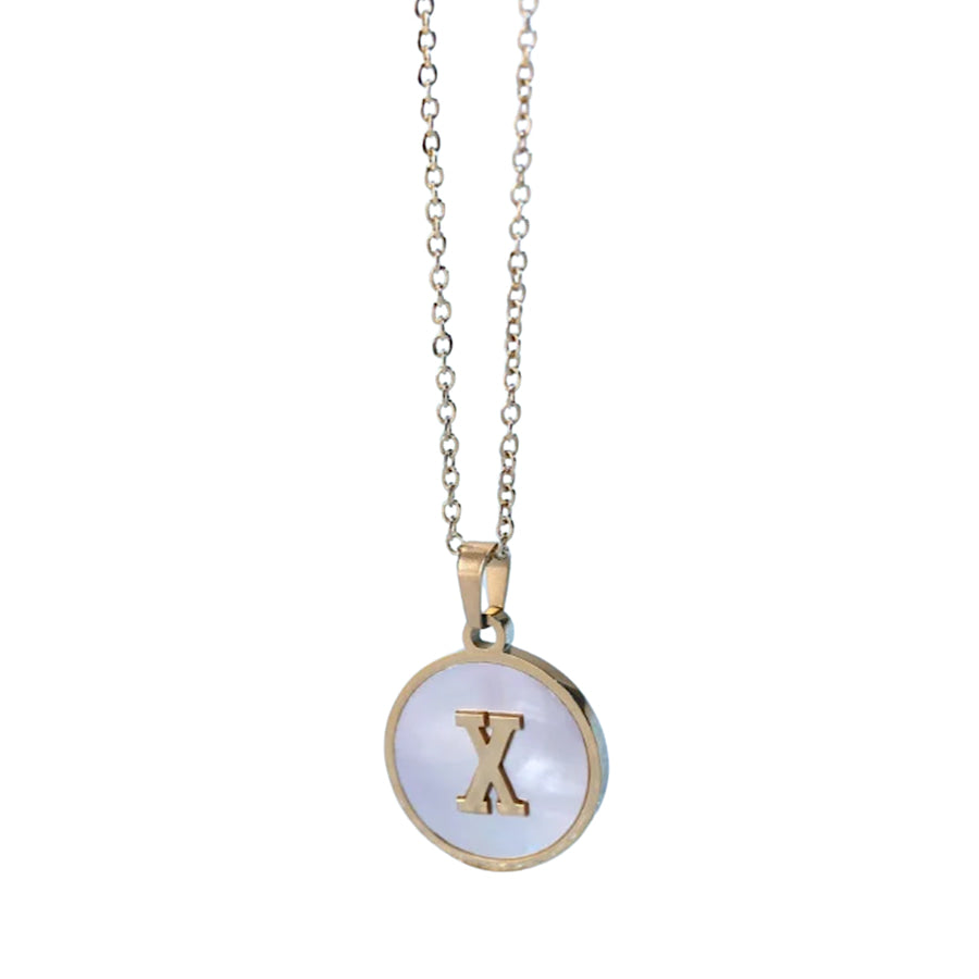 Gold Pearl Initial Necklace X - ETA 3/15 WS 630 Jewelry