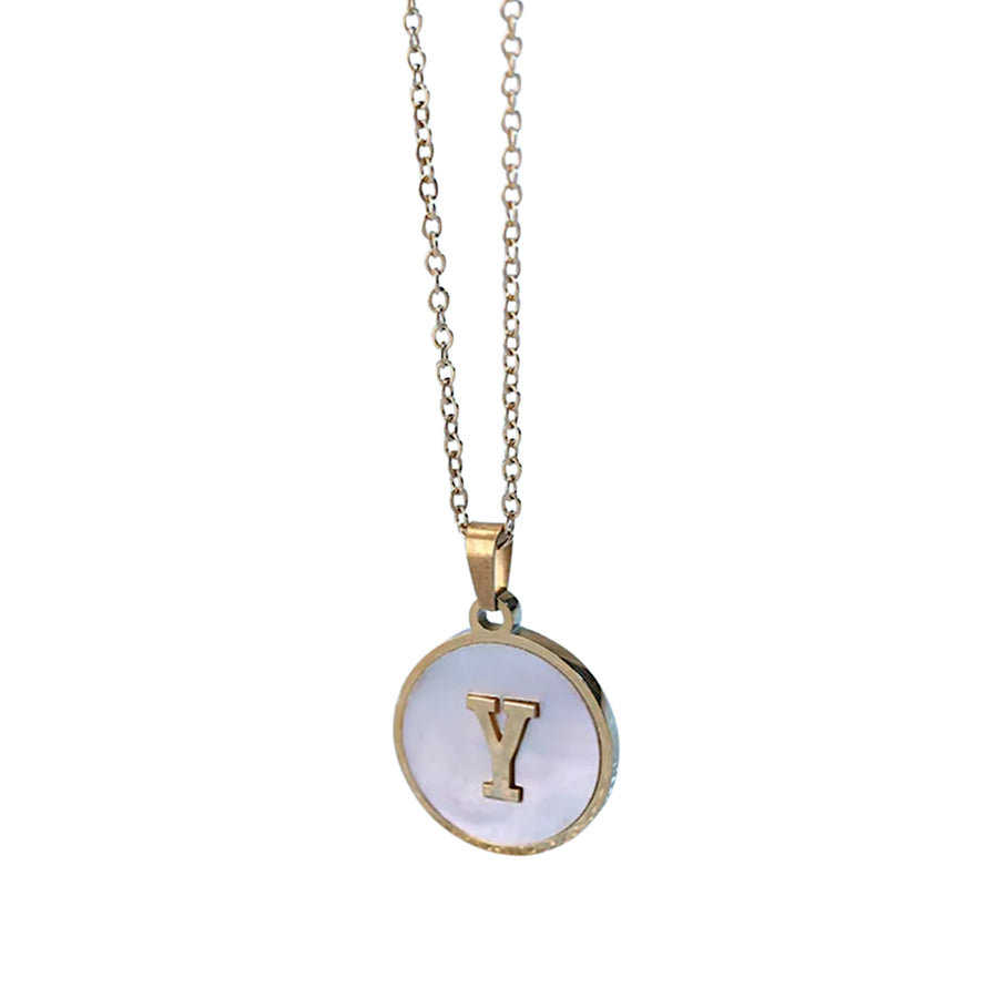 Gold Pearl Initial Necklace Y - ETA 3/15 WS 630 Jewelry